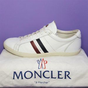 MONCLER Men's New Monaco White Leather Sneakers